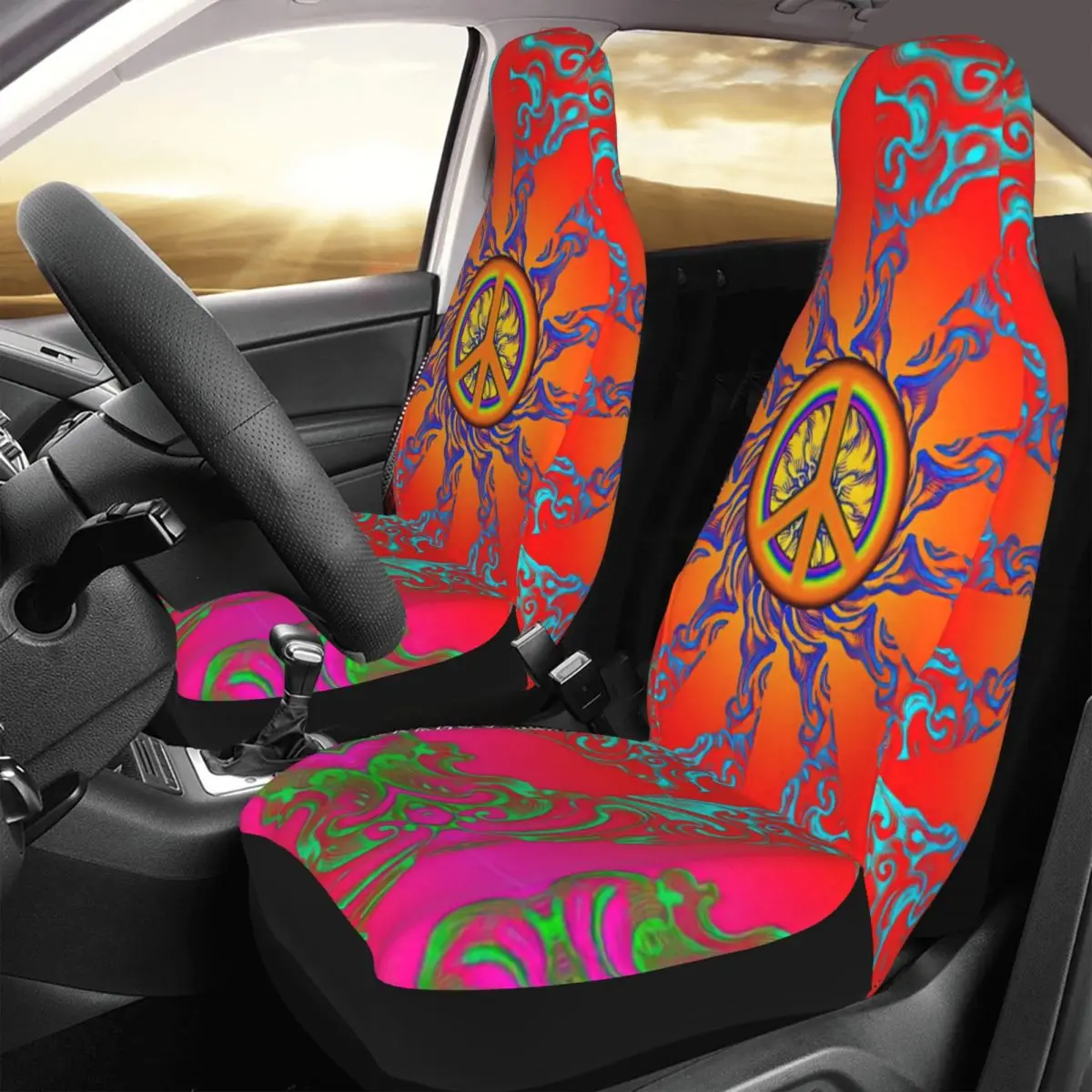 Hippie Style Peace Signs Car Seat Cover Custom Printing Universal Front Protector Accessories Cushion Set
Hippie Style Peace Signs Car Seat Cover Custom Printing Universal Front Protector Accessories Cushion Set