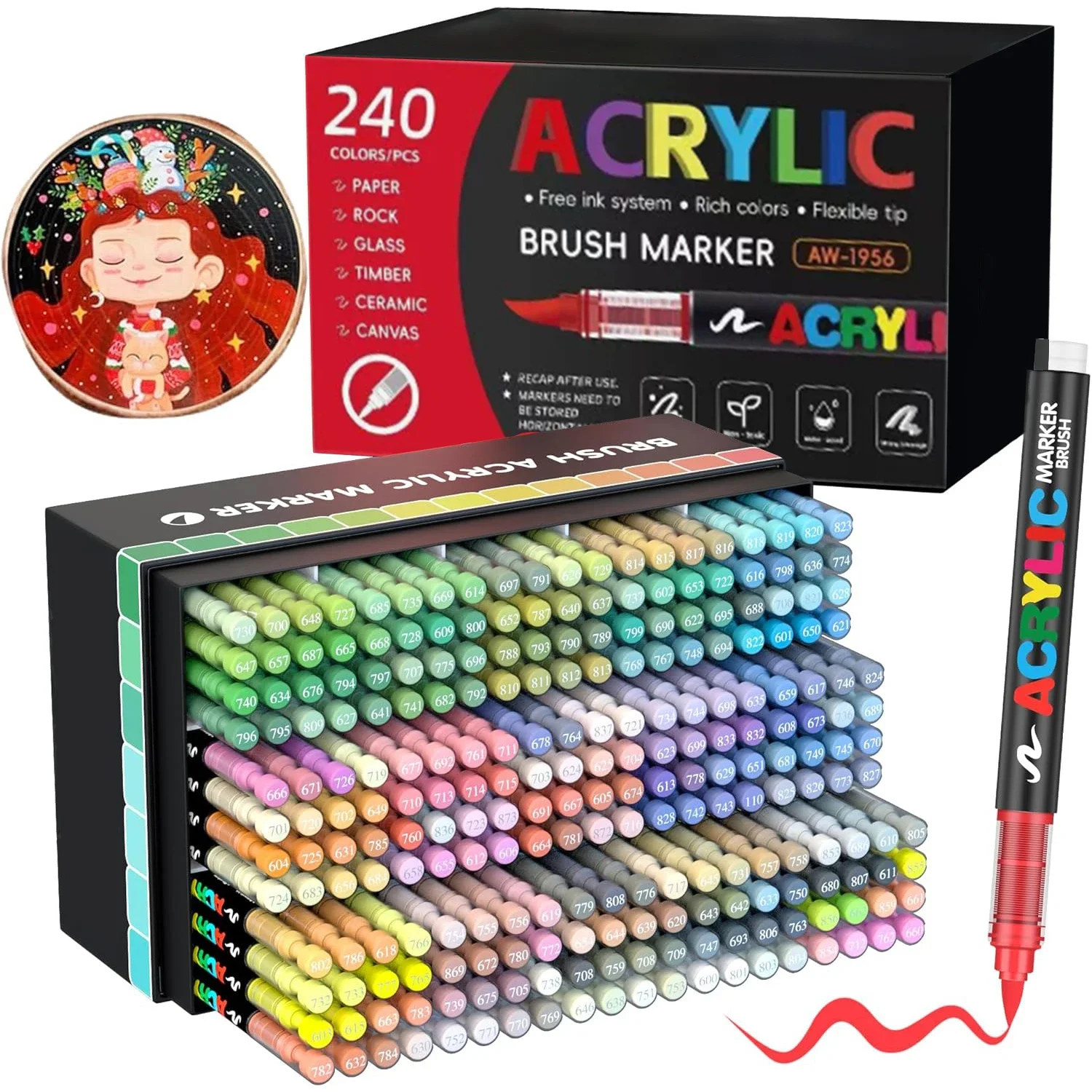 240PCS Acrylic Brush Marker Pen Set Water-Based Acrylic Paint Pens for Rock Painting Halloween Pumpkin Easter Egg Wood Glass
240PCS Acrylic Brush Marker Pen Set Water-Based Acrylic Paint Pens for Rock Painting Halloween Pumpkin Easter Egg Wood Glass