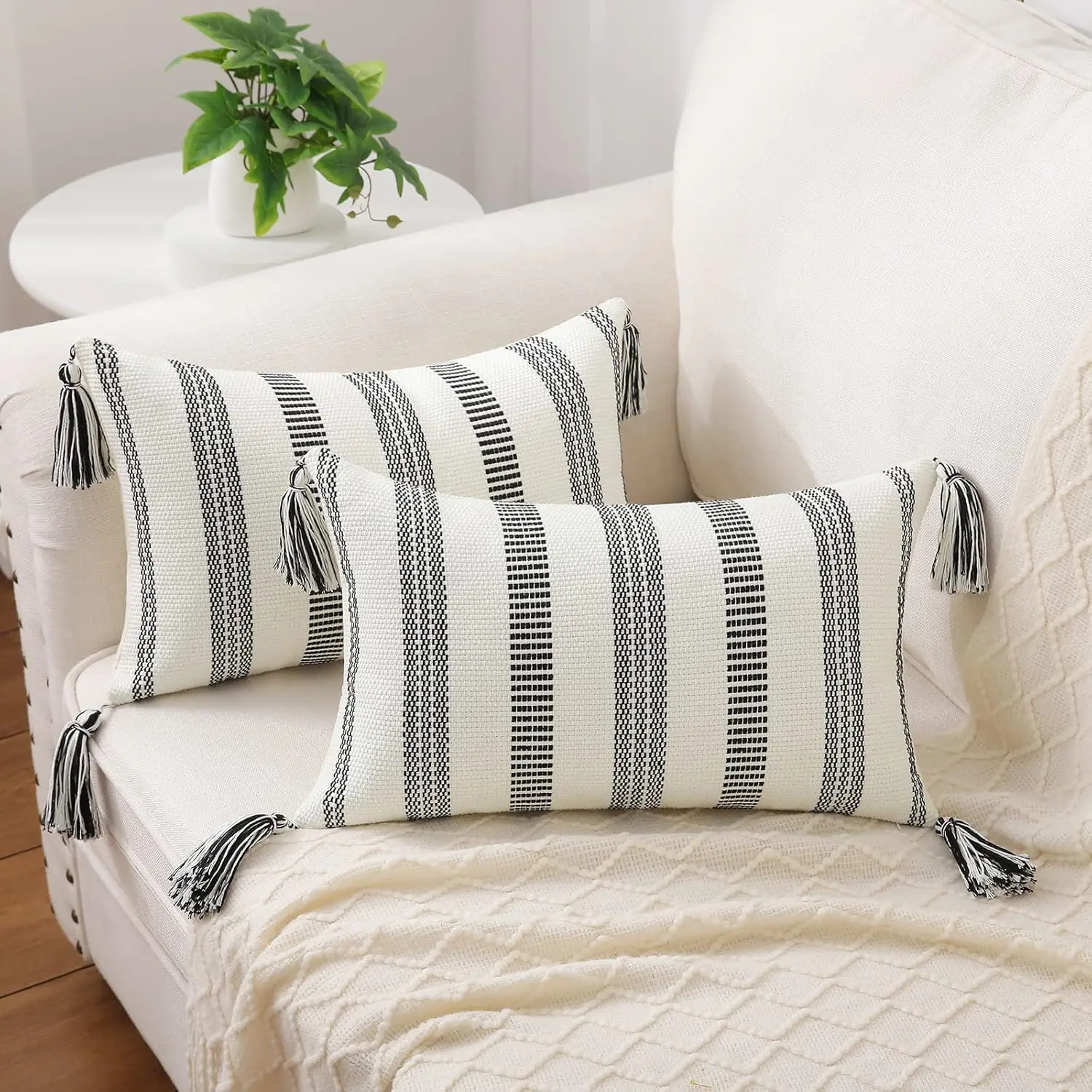 Spring Boho Outdoor Throw Pillow Covers Set Of 2, Decorative Lumbar Striped Pillow Covers With Tassels For Couch Bed Sofa,
Spring Boho Outdoor Throw Pillow Covers Set Of 2, Decorative Lumbar Striped Pillow Covers With Tassels For Couch Bed Sofa,