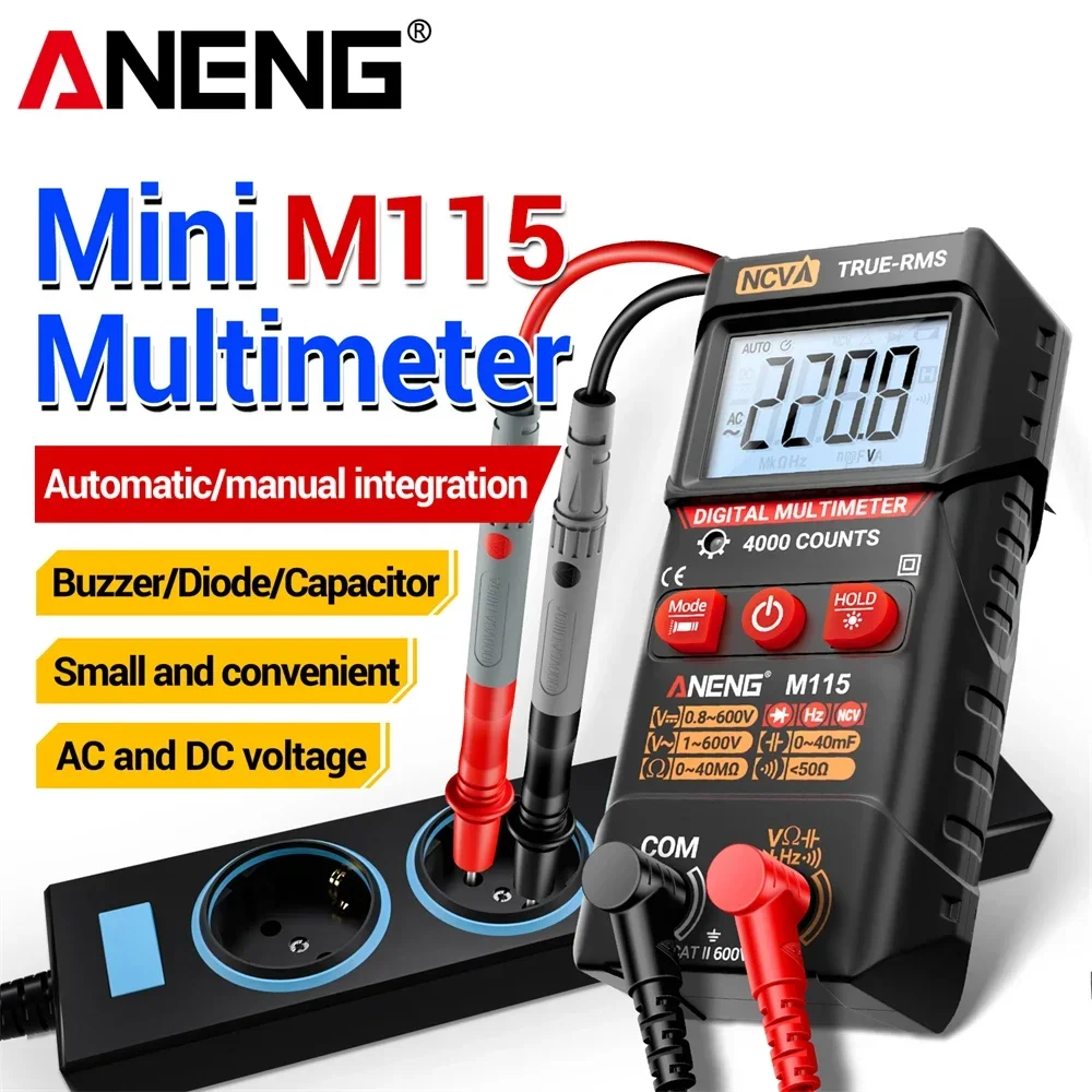 ANENG M115 интеллектуальный мини-цифровой мультиметр напряжение переменного/постоянного тока NCV конденсатор сопротивления 4000 отсчетов многофункциональный измерительный тестер
ANENG M115 интеллектуальный мини-цифровой мультиметр напряжение переменного/постоянного тока NCV конденсатор сопротивления 4000 отсчетов многофункциональный измерительный тестер
