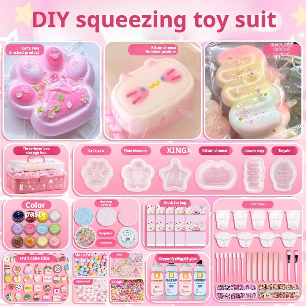 DIY Squeezing Making Silicone Kit taba Cat Paw Squeeze Toys for Kids Boys Girls Gifts Fufu Squishy AB Glue DIY Handmade Kits
DIY Squeezing Making Silicone Kit taba Cat Paw Squeeze Toys for Kids Boys Girls Gifts Fufu Squishy AB Glue DIY Handmade Kits