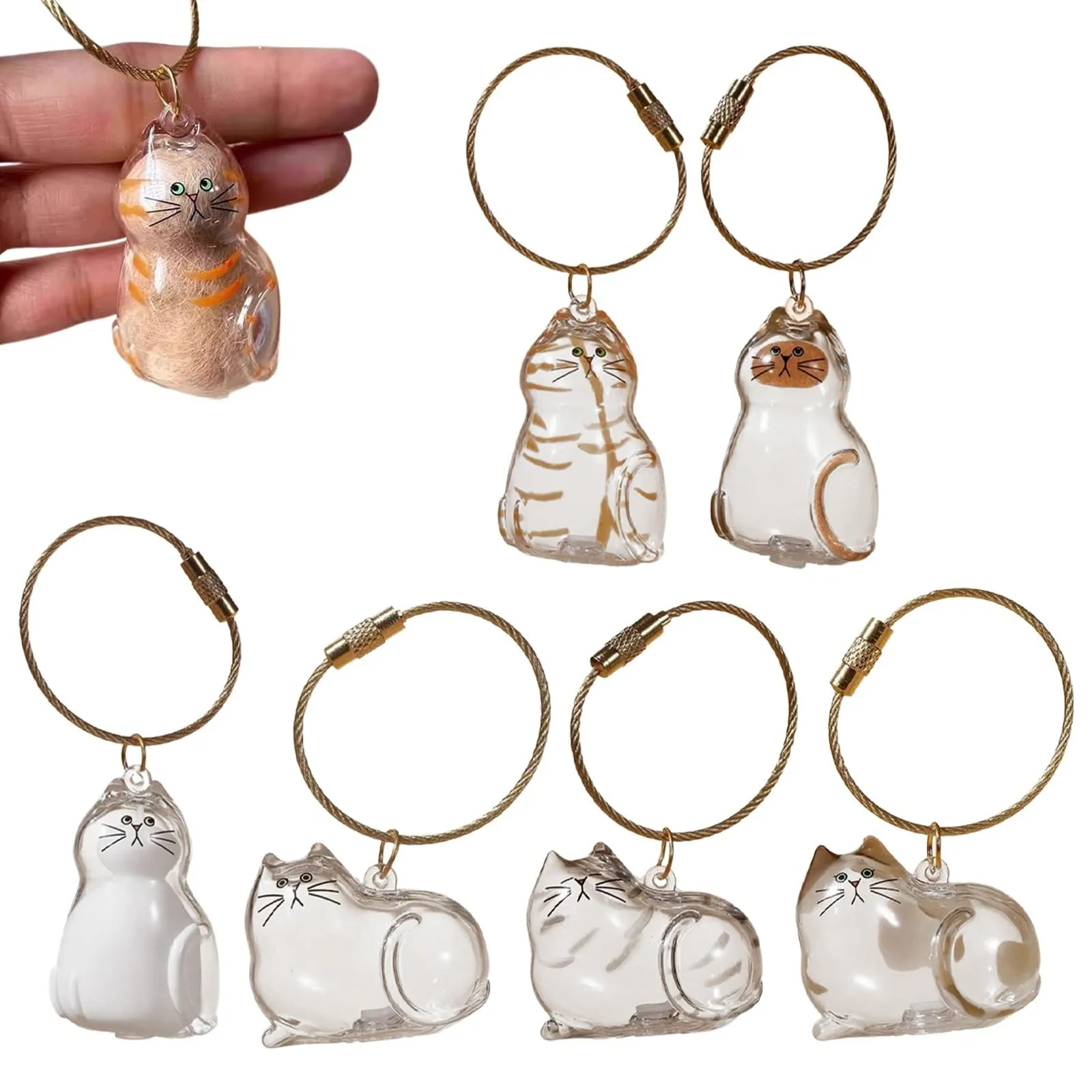 Cute Cat Shape Keychain Bag Accessories Transparent Pet Fur Storage Box Cat Hair Collector Container Keepsake Gift for Cat Lover
Cute Cat Shape Keychain Bag Accessories Transparent Pet Fur Storage Box Cat Hair Collector Container Keepsake Gift for Cat Lover