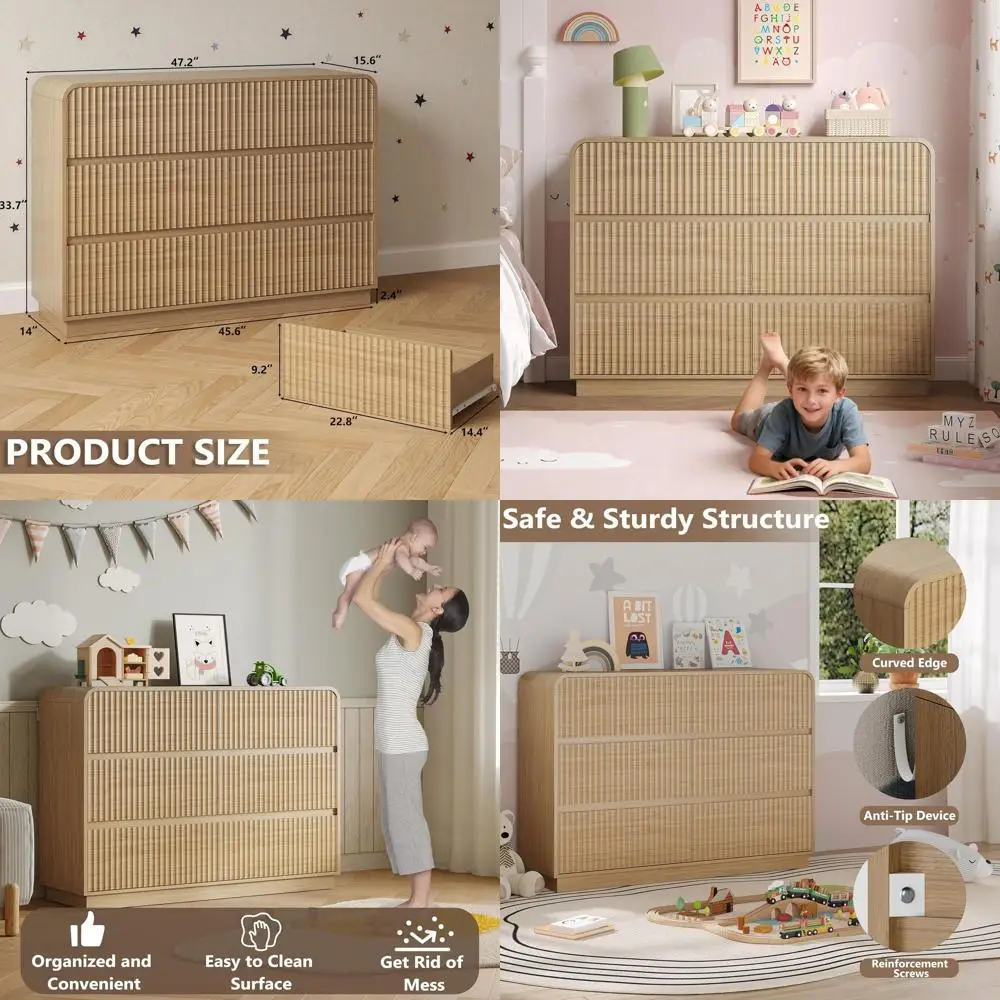 6-Drawer Bedroom Chest with Rounded Edges, Concealed Handles, and Wooden Storage for Bedrooms, Nurseries, and Living Spaces
6-Drawer Bedroom Chest with Rounded Edges, Concealed Handles, and Wooden Storage for Bedrooms, Nurseries, and Living Spaces