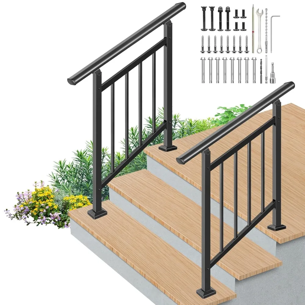 "Two-Piece Adjustable Stair and Horizontal Handrail Set, 3-Step Deck Railing Kit, Black Wrought Iron Outdoor Handrails, 2-Pack"
"Two-Piece Adjustable Stair and Horizontal Handrail Set, 3-Step Deck Railing Kit, Black Wrought Iron Outdoor Handrails, 2-Pack"