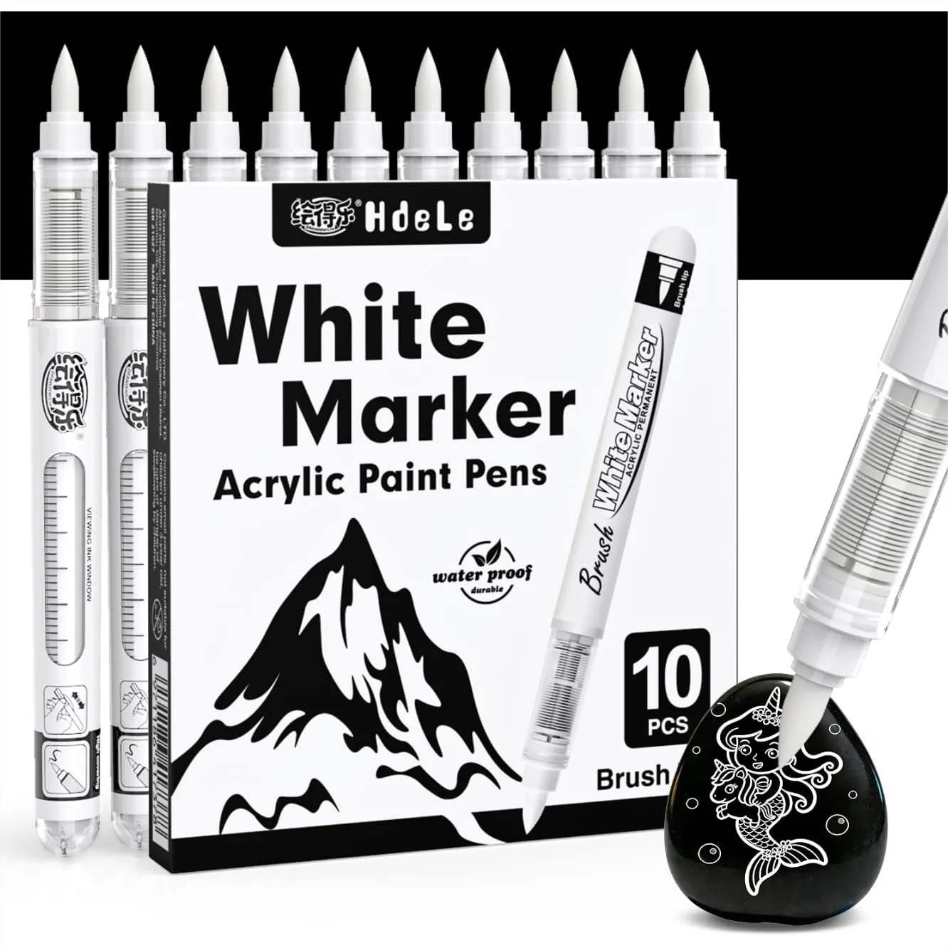 White Acrylic Paint Markers with Brush Tip, Quick-Drying Permanent Paint Pens for Fabric, Rock, Wood, Canvas, Glass & Black
White Acrylic Paint Markers with Brush Tip, Quick-Drying Permanent Paint Pens for Fabric, Rock, Wood, Canvas, Glass & Black