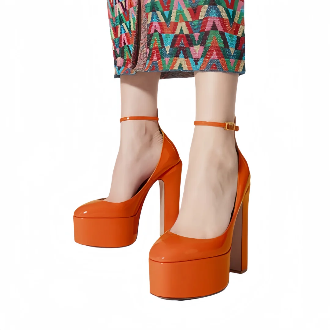 European & American Chunky Heel Platform Pumps - Glossy Round-Toe Strappy Show Shoes for Women, Plus Size High Heels
European & American Chunky Heel Platform Pumps - Glossy Round-Toe Strappy Show Shoes for Women, Plus Size High Heels