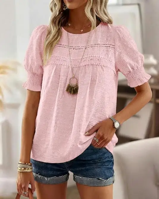 2026 Elegant New Fashion Puff Sleeve Hollow-Out Lace Spliced 3D Jacquard Blouse Casual Shirred Cuffs Loose Fit Top
2026 Elegant New Fashion Puff Sleeve Hollow-Out Lace Spliced 3D Jacquard Blouse Casual Shirred Cuffs Loose Fit Top