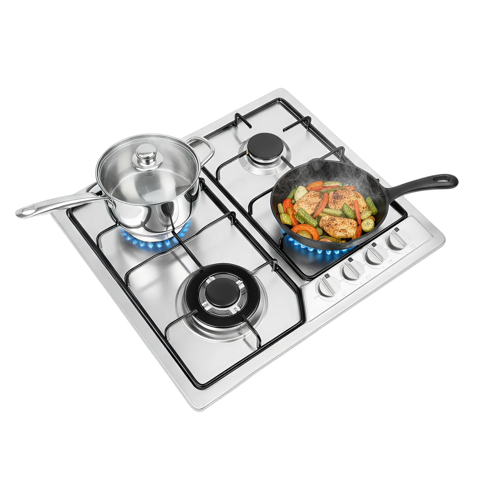 58cm Built-in Gas Hob 4 Burner Stainless Steel Natural Gas Cooktop with Auto Flame Shut-off Protection
58cm Built-in Gas Hob 4 Burner Stainless Steel Natural Gas Cooktop with Auto Flame Shut-off Protection