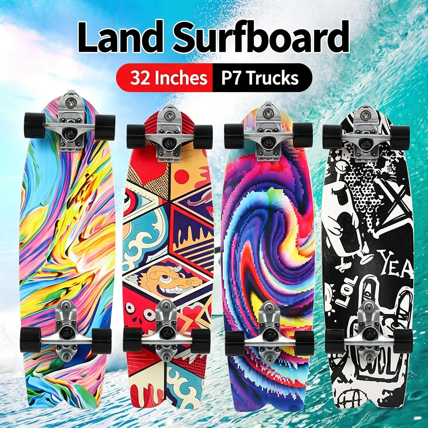 Casual Fishing Board Surf Skateboard Single Kick Tail Land Surfboard Cruiser Skateboard Kids Outdoor Street Riding Surfskate
Casual Fishing Board Surf Skateboard Single Kick Tail Land Surfboard Cruiser Skateboard Kids Outdoor Street Riding Surfskate