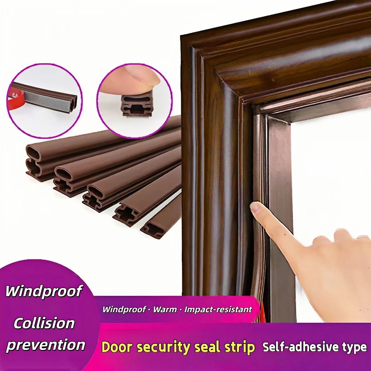 Self-Adhesive Anti-Theft Door Sealing Strip Windproof Soundproof Anti-Collision Rubber Weather Strip for Home Security
Self-Adhesive Anti-Theft Door Sealing Strip Windproof Soundproof Anti-Collision Rubber Weather Strip for Home Security