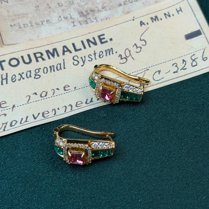 Vintage Pink Crystal Green Zirconia With Rhinestone Earrings Gold-Plated Trendy Art Deco Jewelry For Woman Luxury Brand Gift
Vintage Pink Crystal Green Zirconia With Rhinestone Earrings Gold-Plated Trendy Art Deco Jewelry For Woman Luxury Brand Gift