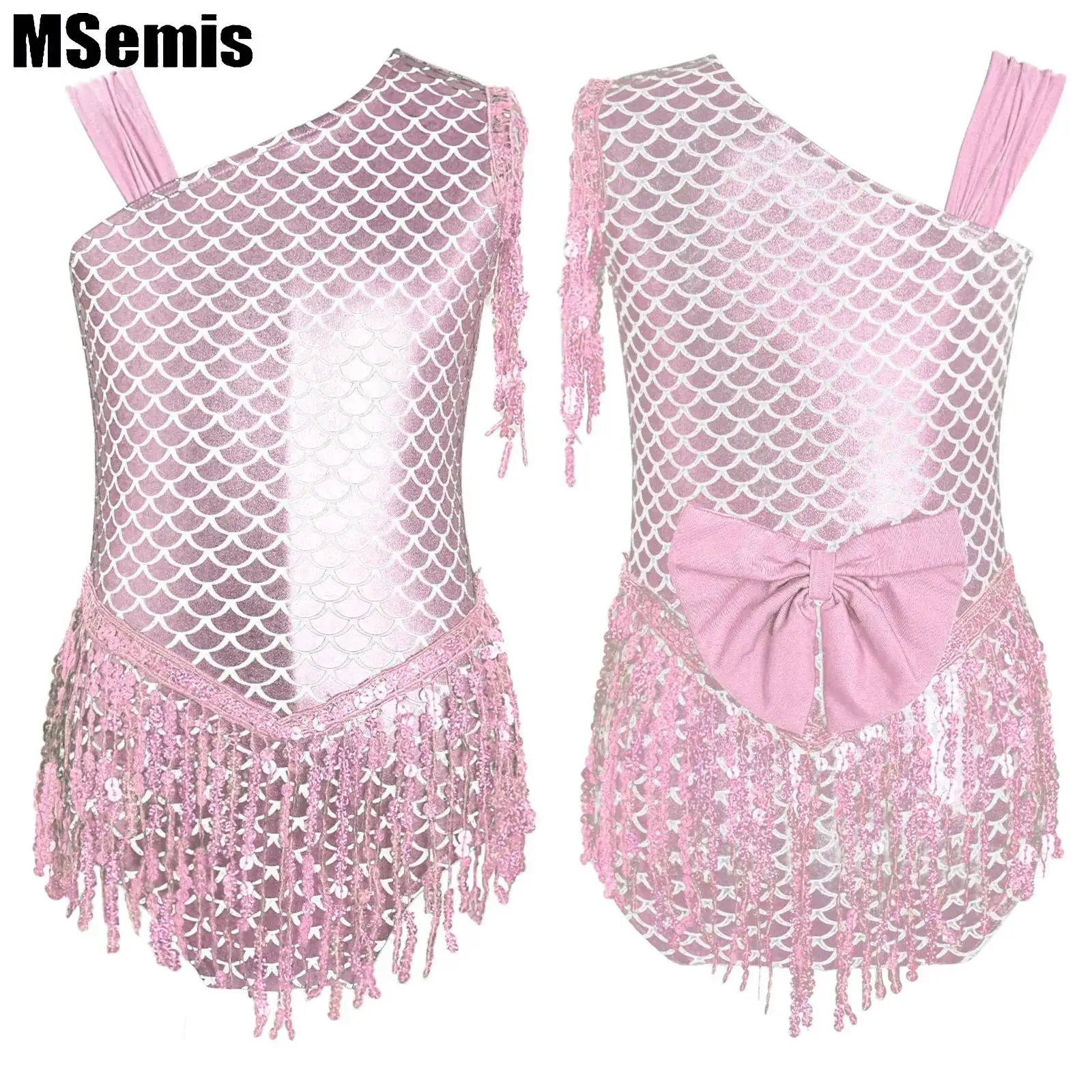 Kids Girls Metallic Dance Leotard Bowknot Back Sparkly Sequins Tassels Fish Scale Bodysuit for Halloween Theme Party Performance
Kids Girls Metallic Dance Leotard Bowknot Back Sparkly Sequins Tassels Fish Scale Bodysuit for Halloween Theme Party Performance