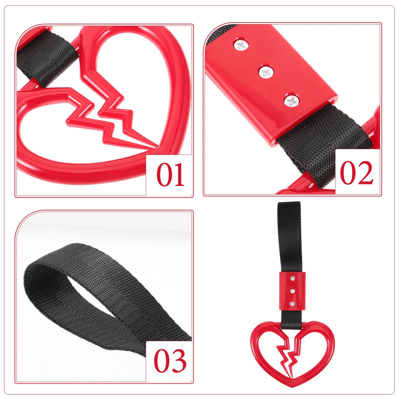 2 pcs Heart shaped Car Static Electric Decoration Warning Rings Black Red Straps Hand Grip Interior Accessories
2 pcs Heart shaped Car Static Electric Decoration Warning Rings Black Red Straps Hand Grip Interior Accessories