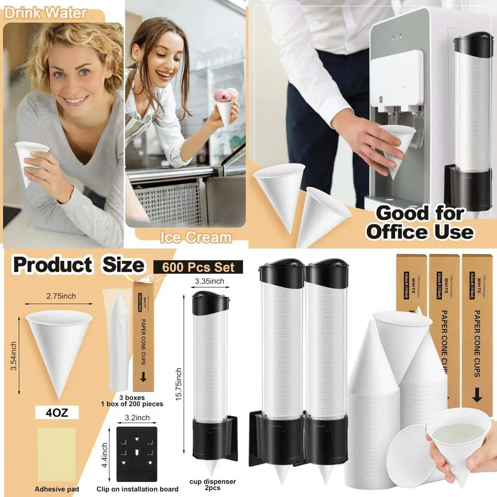 Утолщенные бумажные конусы емкостью 4 унции — 600 шт. с настенным диспенсером для ресторанов, домашнего и офисного использования
Утолщенные бумажные конусы емкостью 4 унции — 600 шт. с настенным диспенсером для ресторанов, домашнего и офисного использования
