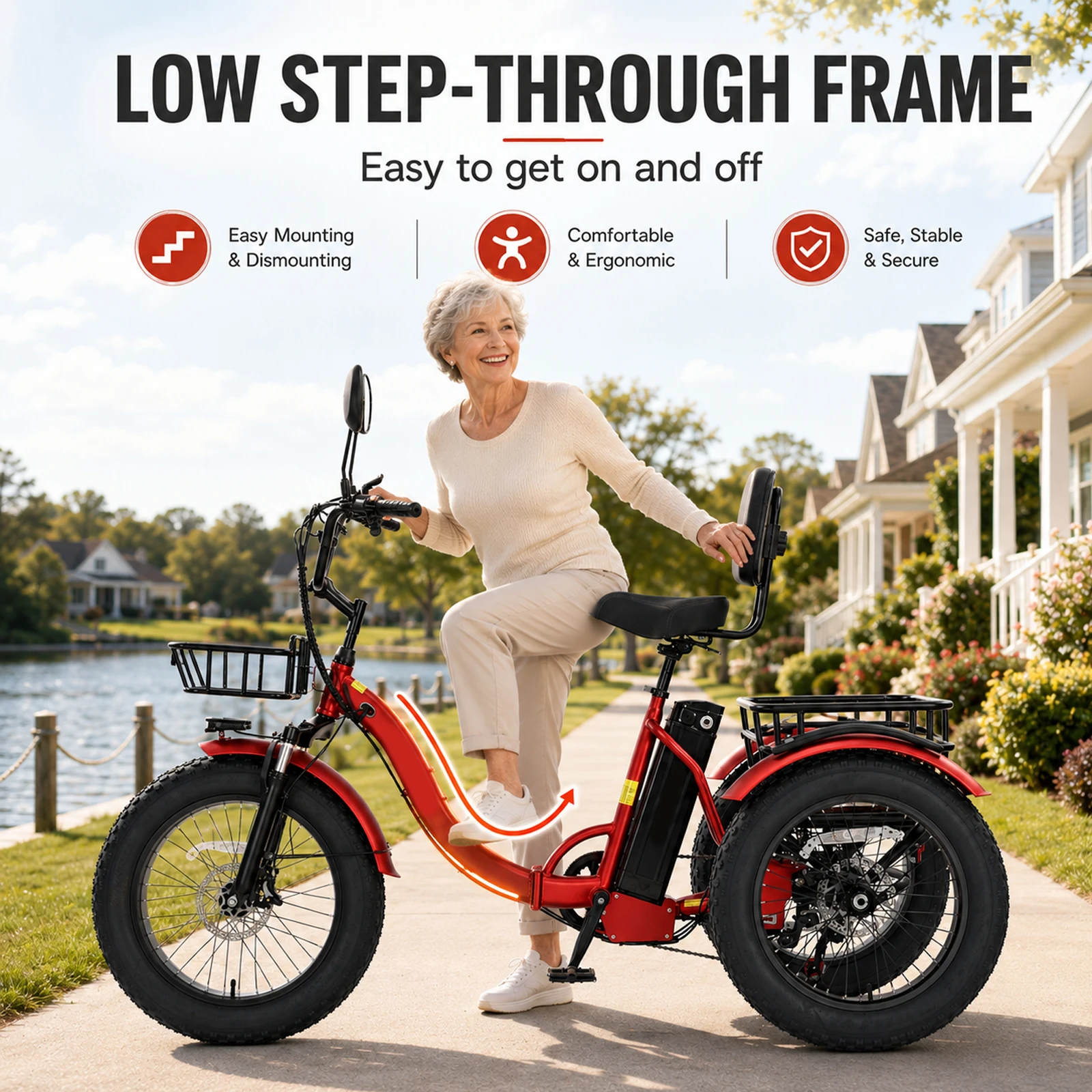 750W High-Speed Brushless Motor Senior E-Tricycle, Foldable Frame Design, Max Load, 48V Battery, 20 Inch Fat Tires, 50 Miles Driving Range, 7-Speed Cargo Trike
750W High-Speed Brushless Motor Senior E-Tricycle, Foldable Frame Design, Max Load, 48V Battery, 20 Inch Fat Tires, 50 Miles Driving Range, 7-Speed Cargo Trike