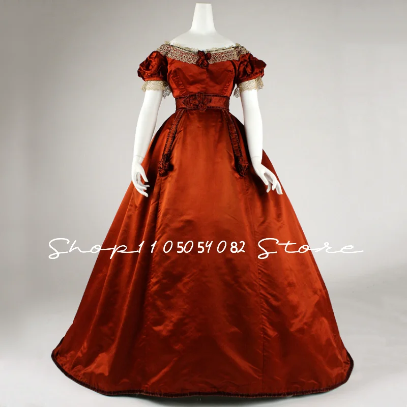 Customized Vintage Burgundy Prom Dress Medieval Round-Neck Duchess Short-Sleeved Lace Antique Gown A-Line Formal Evening Gown
Customized Vintage Burgundy Prom Dress Medieval Round-Neck Duchess Short-Sleeved Lace Antique Gown A-Line Formal Evening Gown