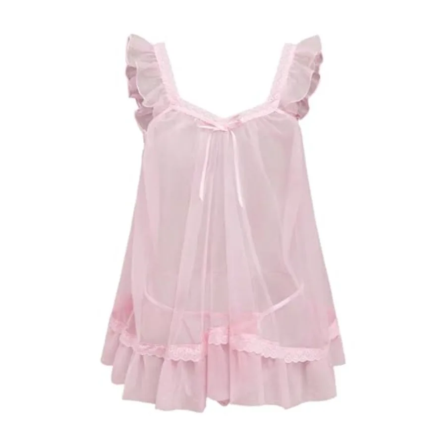 OYOANGLE Women's Lingerie Set 2 Pcs Mesh Lace Sheer Chemise and G String Babydoll Nightwear
OYOANGLE Women's Lingerie Set 2 Pcs Mesh Lace Sheer Chemise and G String Babydoll Nightwear