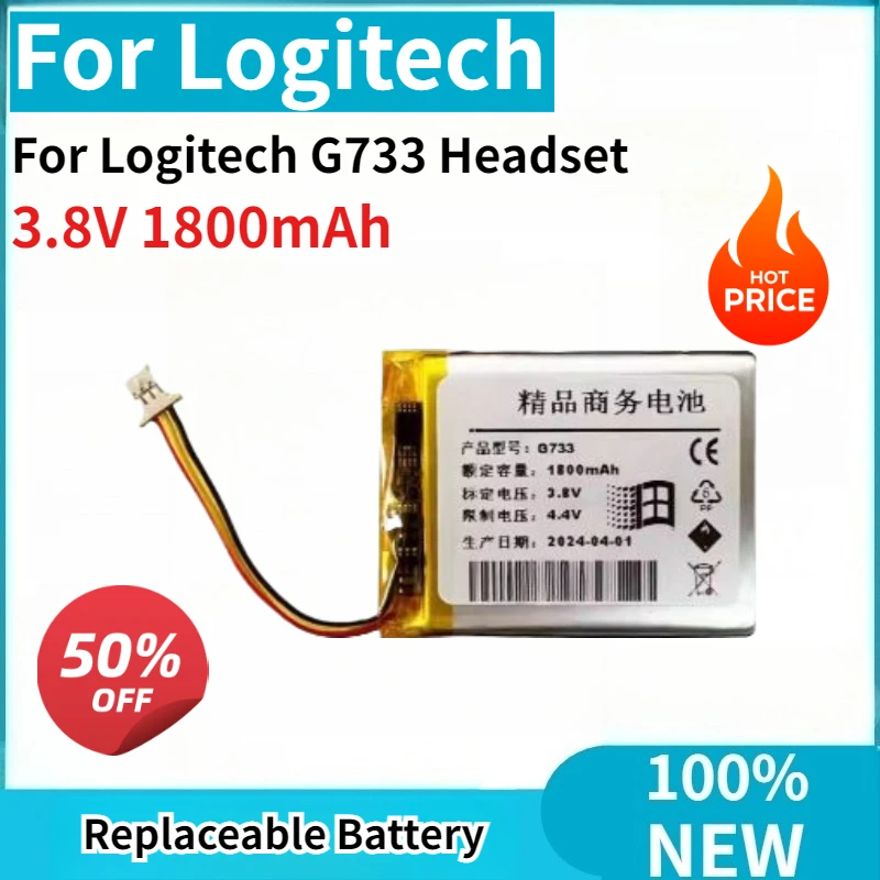 Новая сменная батарея 3.8V 1800mAh высокого качества для беспроводной гарнитуры Logitech G733
Новая сменная батарея 3.8V 1800mAh высокого качества для беспроводной гарнитуры Logitech G733