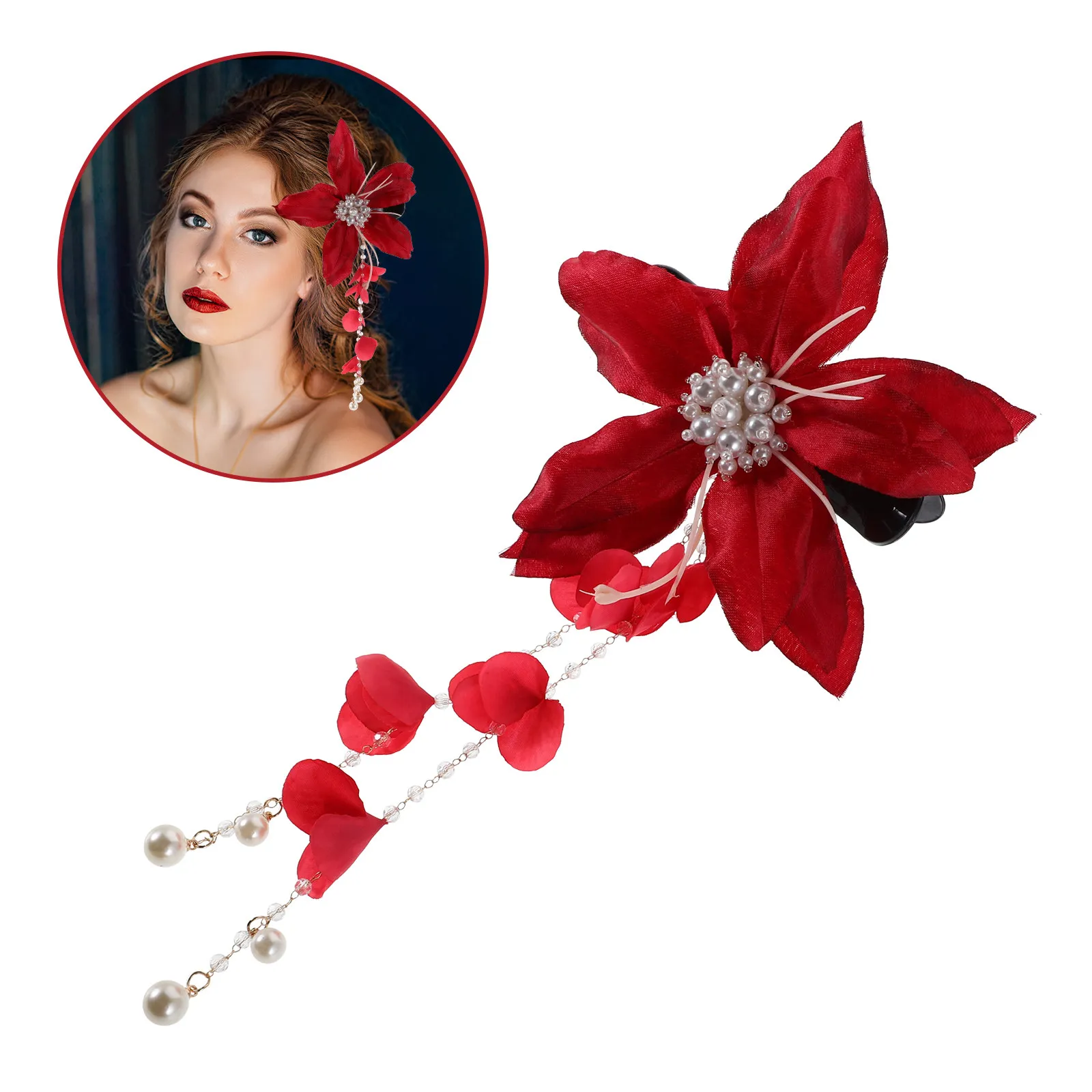 Red Flower Hair Clip with Pearl Tassels for Summer Vacation Holiday Beach Wedding Photo Shoot Lightweight Secure Floral Hair
Red Flower Hair Clip with Pearl Tassels for Summer Vacation Holiday Beach Wedding Photo Shoot Lightweight Secure Floral Hair