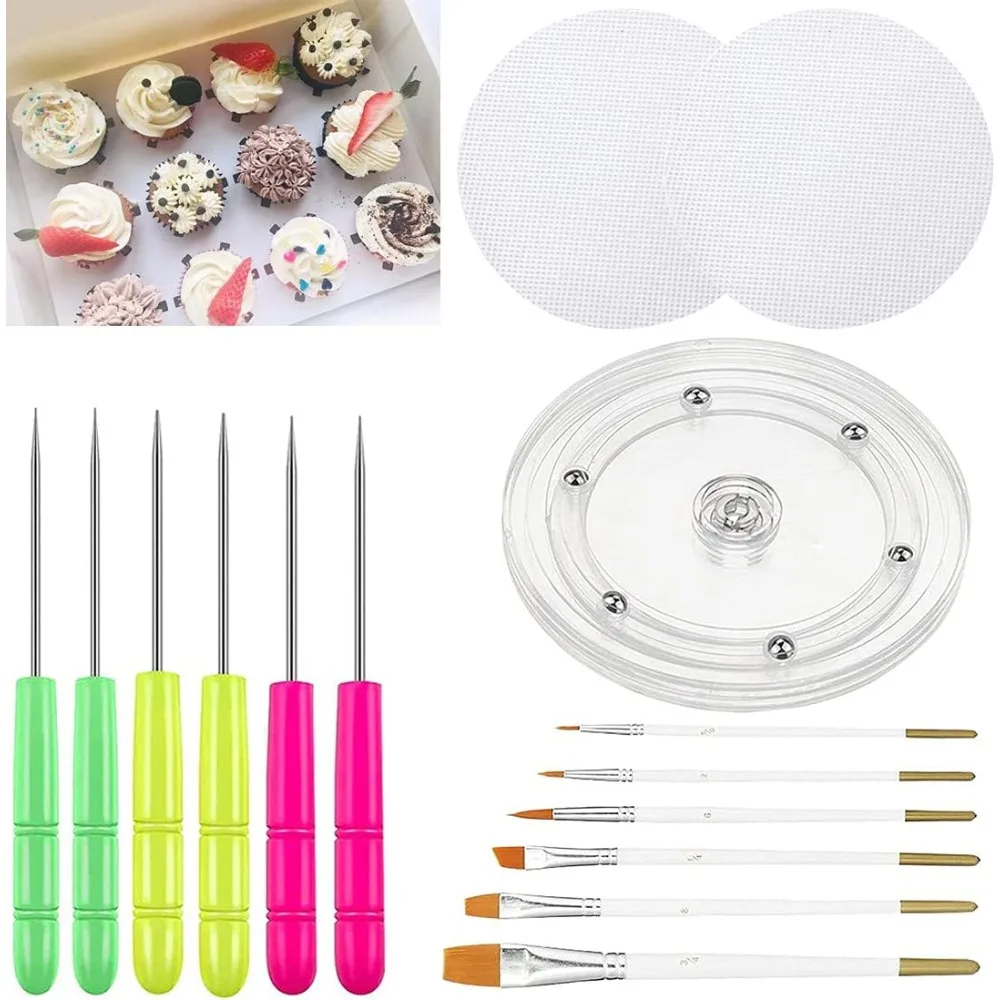 Cookie Decorating Kit Cookie Decorating Supplies with 1 Acrylic Turntable, 6 Cookies Fondant Brushes 6 Scribe Needle Royal Icing
Cookie Decorating Kit Cookie Decorating Supplies with 1 Acrylic Turntable, 6 Cookies Fondant Brushes 6 Scribe Needle Royal Icing