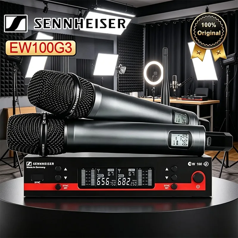 Беспроводной микрофон Sennheiser EW100G3 профессиональный, двойной, для сцены, 2 канала, 600-699 МГц, UHF, караоке, металлический, ручной
Беспроводной микрофон Sennheiser EW100G3 профессиональный, двойной, для сцены, 2 канала, 600-699 МГц, UHF, караоке, металлический, ручной