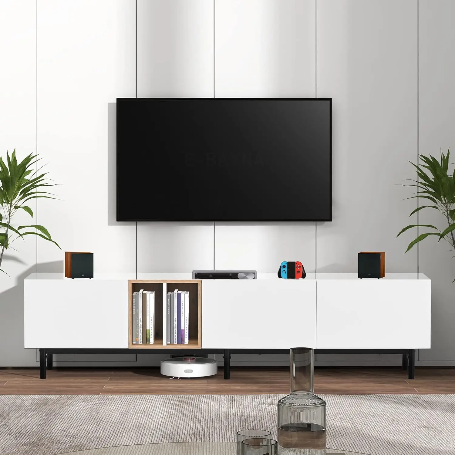 77 H Modern Tv Stand For Tvs Up To 80”, Minimalist Entertainment Center With 3 Cabinets & Open Shelves, Media Console Table
77 H Modern Tv Stand For Tvs Up To 80”, Minimalist Entertainment Center With 3 Cabinets & Open Shelves, Media Console Table