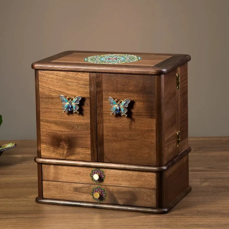 Black Walnut Vanity Makeup Storage Cabinet with Butterfly Decor Multi Layer Drawers Home Organizer Furniture
Black Walnut Vanity Makeup Storage Cabinet with Butterfly Decor Multi Layer Drawers Home Organizer Furniture
