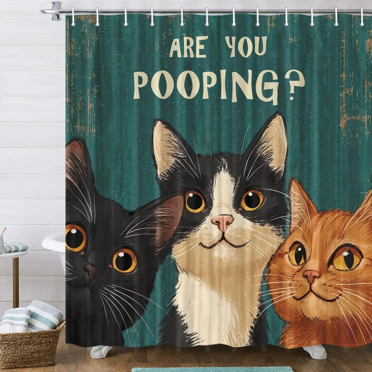Funny Cat Vintage Shower Curtain, are You Pooping Curious Kitty Fun Whimsical Shower Curtains, Fancy Humor Cat Polyester Fabric
Funny Cat Vintage Shower Curtain, are You Pooping Curious Kitty Fun Whimsical Shower Curtains, Fancy Humor Cat Polyester Fabric