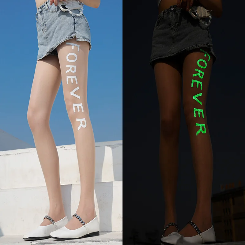 Personality Letters Luminous Ladies Pantyhose Funny Design Noctilucent Thin Sexy Hosiery Lolita Hottie Versatile Tights
Personality Letters Luminous Ladies Pantyhose Funny Design Noctilucent Thin Sexy Hosiery Lolita Hottie Versatile Tights