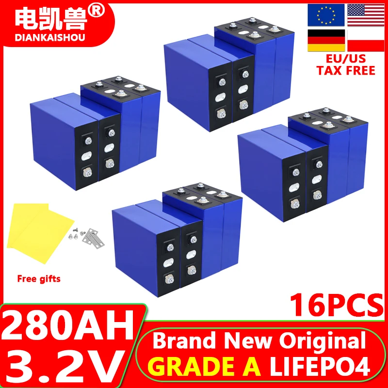 16pcs new 3.2V 280Ah 320Ah 230AH 105Ah LiFePO4 battery 3C Lithium iron phosphate battery for 4S 12V 24V Golf Cart Yacht RV solar
16pcs new 3.2V 280Ah 320Ah 230AH 105Ah LiFePO4 battery 3C Lithium iron phosphate battery for 4S 12V 24V Golf Cart Yacht RV solar