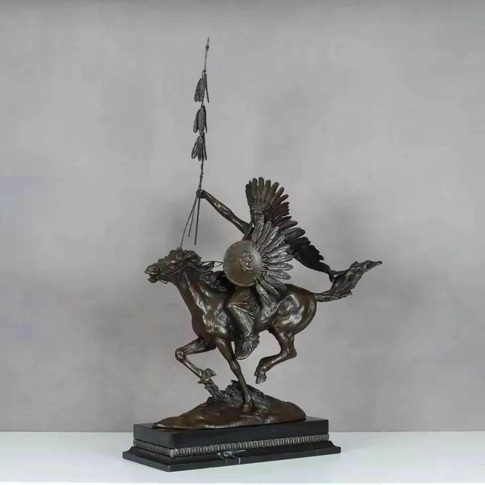 Large Indian Chief Ridding Horse Bronze Sculpture Classical Male Statue Art Marble Base Home Office Decor
Large Indian Chief Ridding Horse Bronze Sculpture Classical Male Statue Art Marble Base Home Office Decor