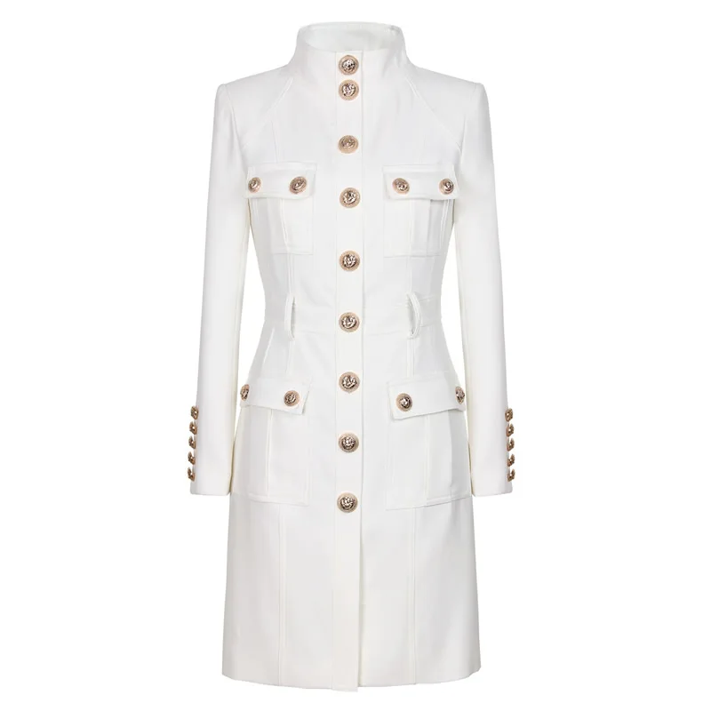Heavy Button Design Women Solid Trenchcoat Long Sleeve Sheath Stand Collar Coat 10276
Heavy Button Design Women Solid Trenchcoat Long Sleeve Sheath Stand Collar Coat 10276