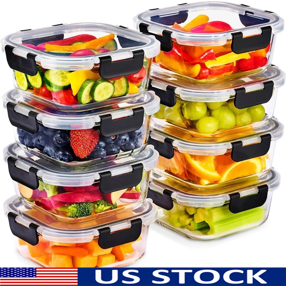 Glass Meal Prep Containers Set of 8 Dishwasher Oven Safe Airtight Storage Food Containers Freezer Safe Reusable Meal Prep Bowls
Glass Meal Prep Containers Set of 8 Dishwasher Oven Safe Airtight Storage Food Containers Freezer Safe Reusable Meal Prep Bowls
