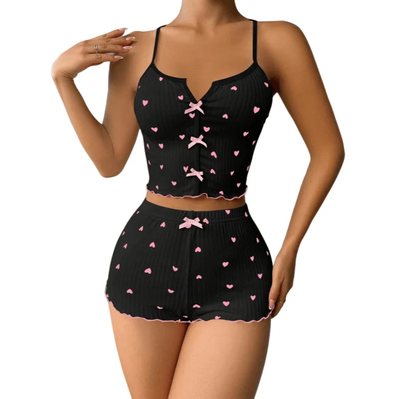 Thin women's loungewear love suspender shorts cross beautiful back pit strip fake open pumping pajamas
Thin women's loungewear love suspender shorts cross beautiful back pit strip fake open pumping pajamas