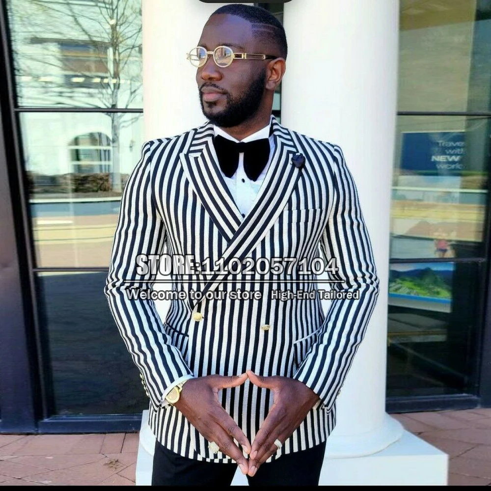 Black/White Striped Suit Jackets Men RegularCoat Double Breasted Blazer Tailor-Made Slim Fit Groom Wear Evening Party Tuxedo
Black/White Striped Suit Jackets Men RegularCoat Double Breasted Blazer Tailor-Made Slim Fit Groom Wear Evening Party Tuxedo
