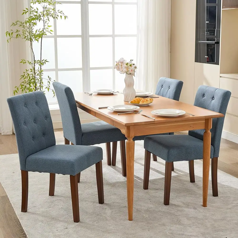 Set of 4 Upholstered Dining Chairs, Linen Fabric, Sturdy Wood Legs, Parsons Style, Comfortable for Kitchen or Dining Room, Suita
Set of 4 Upholstered Dining Chairs, Linen Fabric, Sturdy Wood Legs, Parsons Style, Comfortable for Kitchen or Dining Room, Suita