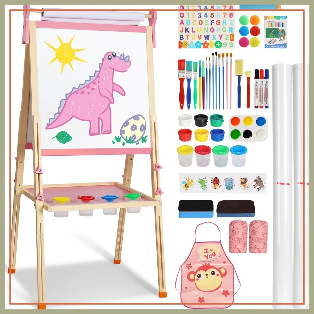 Double Sided Magnetic Whiteboard & Chalkboard Easel with Paper Roll, Adjustable Height for Art & Drawing
Double Sided Magnetic Whiteboard & Chalkboard Easel with Paper Roll, Adjustable Height for Art & Drawing
