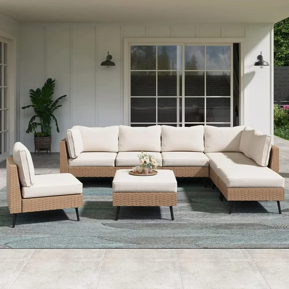 Outdoor Patio Furniture, 8 Piece Outdoor Sectional Sofa PE Rattan Wicker Patio Conversation Sets,All Weather Patio Furniture Set
Outdoor Patio Furniture, 8 Piece Outdoor Sectional Sofa PE Rattan Wicker Patio Conversation Sets,All Weather Patio Furniture Set