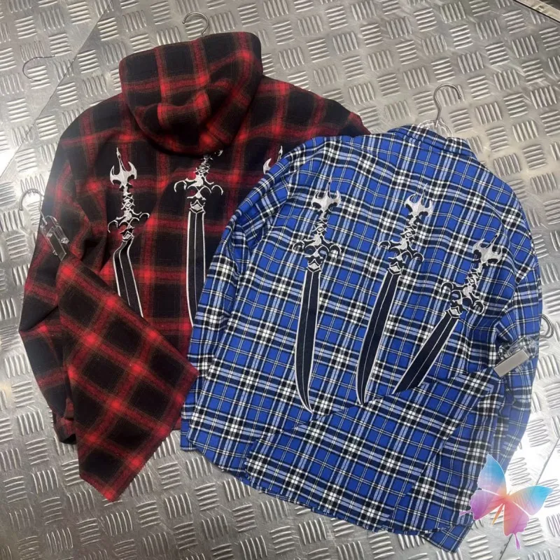 Fashion Hiphop Street Checkered Holy Sword Print Thug Club Jacket Original Label Star Moon Metal Logo Shirts Men Women Hoody
Fashion Hiphop Street Checkered Holy Sword Print Thug Club Jacket Original Label Star Moon Metal Logo Shirts Men Women Hoody