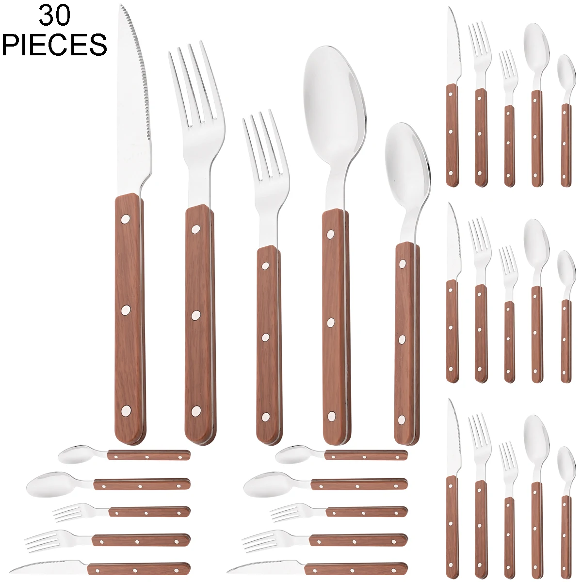5/20/30pcs Imitation Wooden Handle Cutlery Set Knife Fork Spoon Tableware Flatware Clamp Stainless Steel Western Dinnerware Set
5/20/30pcs Imitation Wooden Handle Cutlery Set Knife Fork Spoon Tableware Flatware Clamp Stainless Steel Western Dinnerware Set