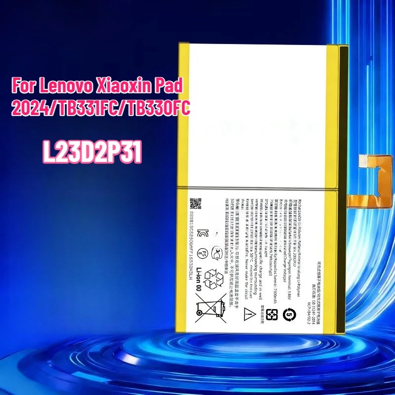 New L23D2P31 For Lenovo Xiaoxin Pad 2024/TB331FC/TB330FC Battery Flat Battery TB370FU
New L23D2P31 For Lenovo Xiaoxin Pad 2024/TB331FC/TB330FC Battery Flat Battery TB370FU