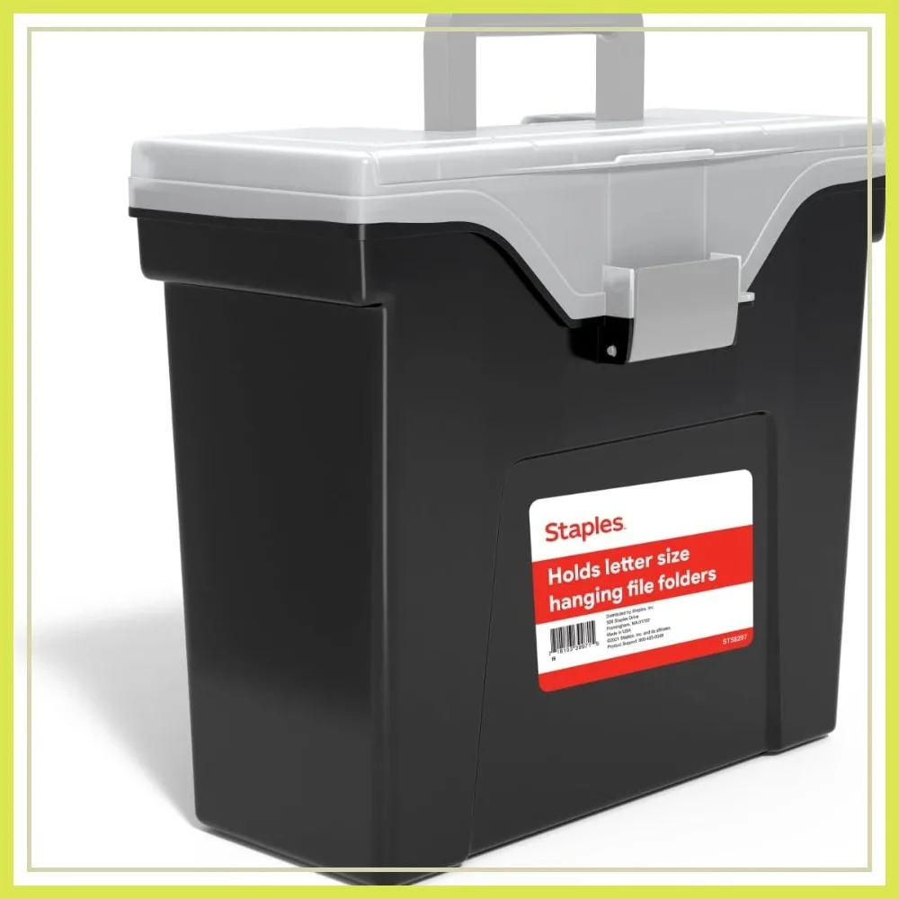 Staples File Box - Portable Letter Size Storage, Black, Lift-Off Lid, Easy-Grip Handle
Staples File Box - Portable Letter Size Storage, Black, Lift-Off Lid, Easy-Grip Handle