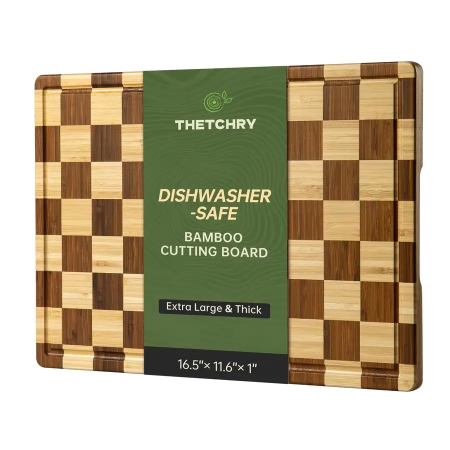 Бамбуковая разделочная доска, которую можно мыть в посудомоечной машине, клетчатая деревянная разделочная доска для кухни, нескользящая, долговечная и устойчивая к трещинам, конец
Бамбуковая разделочная доска, которую можно мыть в посудомоечной машине, клетчатая деревянная разделочная доска для кухни, нескользящая, долговечная и устойчивая к трещинам, конец