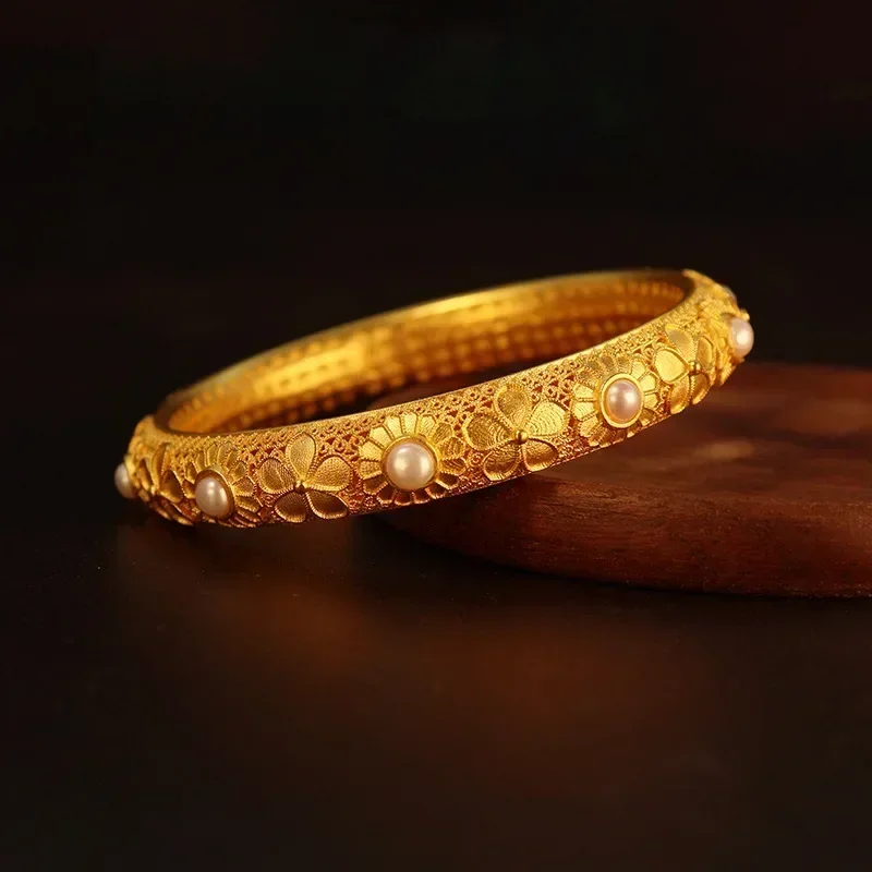9999 real gold 24K yellow gold Women's perfect pearl bracelet silk inlaid bracelet
9999 real gold 24K yellow gold Women's perfect pearl bracelet silk inlaid bracelet