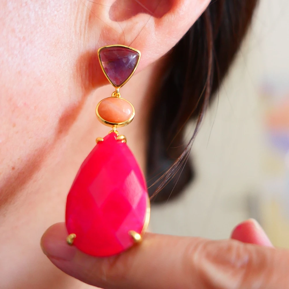 KQDANCE Natural Green Agate Rose Pink Jade Amethyst Gemstone Long Water Drop Shape Earrings For Women Jewelry
KQDANCE Natural Green Agate Rose Pink Jade Amethyst Gemstone Long Water Drop Shape Earrings For Women Jewelry