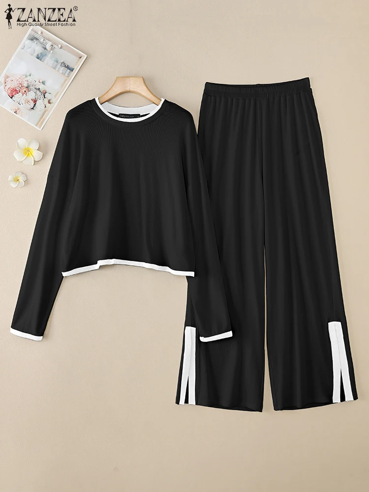 Holiday 2025 Long Sleeve Tops Suit ZANZEA Women Colorblock Matching Sets Fashion Spring Knitted 2PCS Sets Casual Pant Outfits
Holiday 2025 Long Sleeve Tops Suit ZANZEA Women Colorblock Matching Sets Fashion Spring Knitted 2PCS Sets Casual Pant Outfits