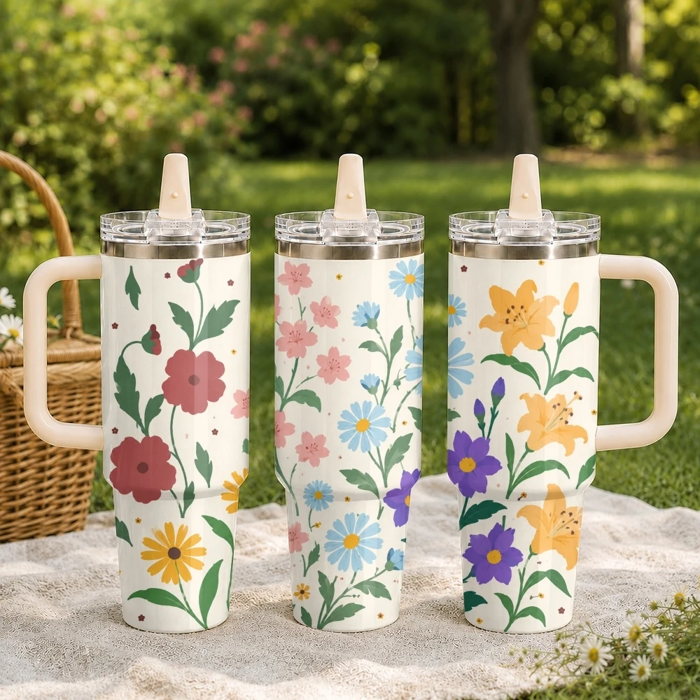 Floral Art Design Vacuum Flasks 40oz Stainless Steel Tumbler with Handle Straw Lid Vacuum Insulated Double Wall Leak Proof
Floral Art Design Vacuum Flasks 40oz Stainless Steel Tumbler with Handle Straw Lid Vacuum Insulated Double Wall Leak Proof