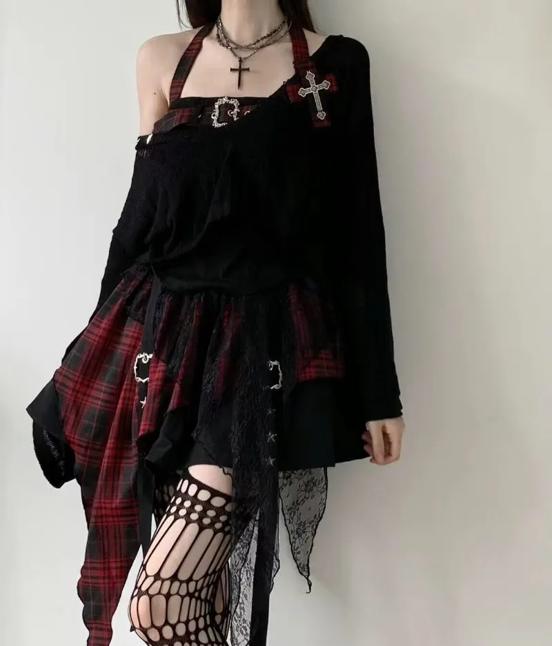 Harajuku Retro Summer New Lace Patchwork Irregular Top Spicy Girl Multi-layer Pleated Y2k Skirt set Kawaii Girl 3 Piece Sets
Harajuku Retro Summer New Lace Patchwork Irregular Top Spicy Girl Multi-layer Pleated Y2k Skirt set Kawaii Girl 3 Piece Sets