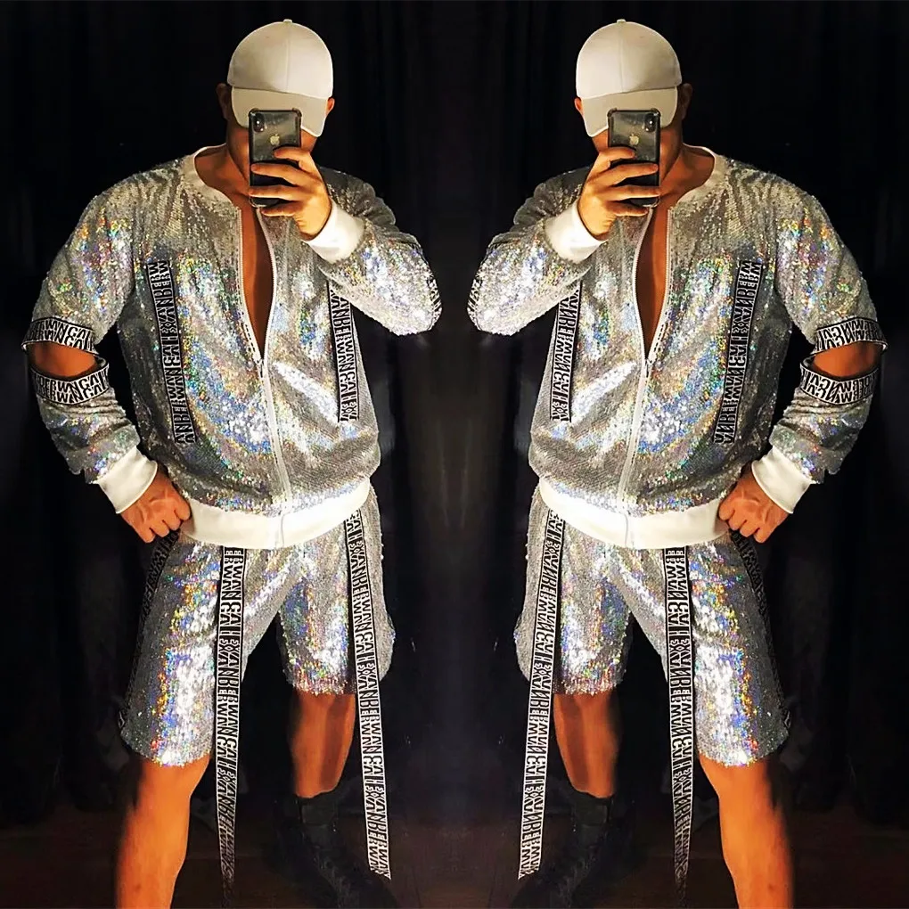 Adult Male Sequins Jazz Dance Costume Silver Hip-hop Street Dance Performance Clothes Letter Jacket Pants Nightclub Stage Wear
Adult Male Sequins Jazz Dance Costume Silver Hip-hop Street Dance Performance Clothes Letter Jacket Pants Nightclub Stage Wear