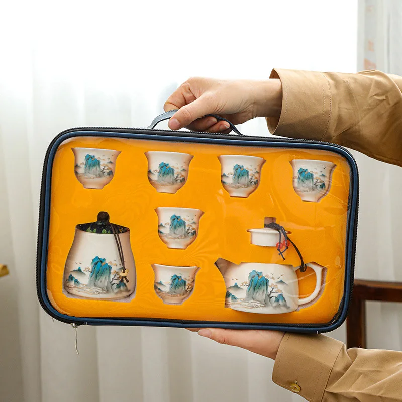 Portable travel tea set, Qianli Jiangshan Kuaike tea tray, business portable outdoor gift, Kung Fu household
Portable travel tea set, Qianli Jiangshan Kuaike tea tray, business portable outdoor gift, Kung Fu household
